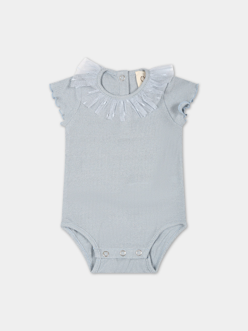 Light blue body suit for baby girl with tulle